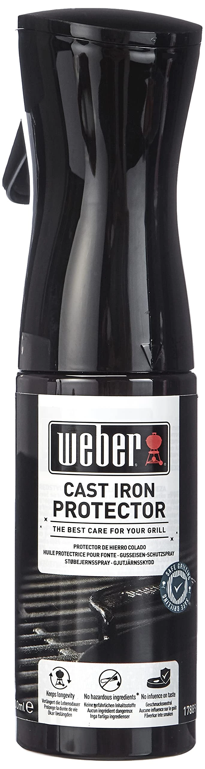 Weber Cast Iron Protection Spray 200ml, fine Mist Spray, Protects Grill Grates and other Cast Iron Elements from Rusting, Pollutant Free, Taste Neutral (17889)
