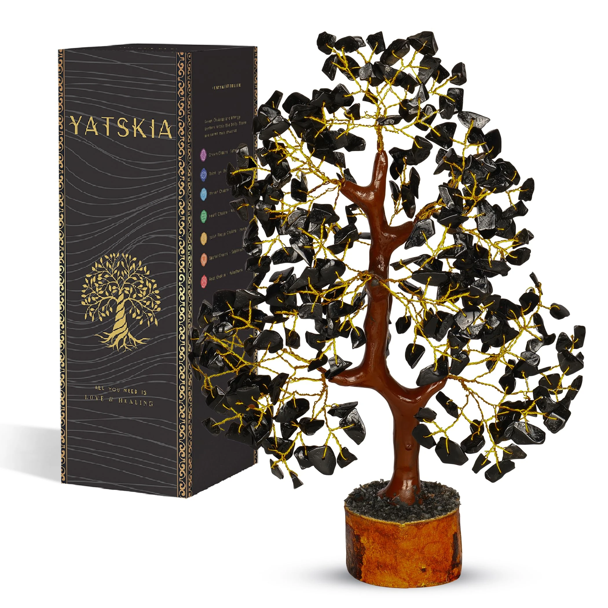 YATSKIA Black Tourmaline Crystal Tree - Artificial, Positive Energy, Fengshui Decorations