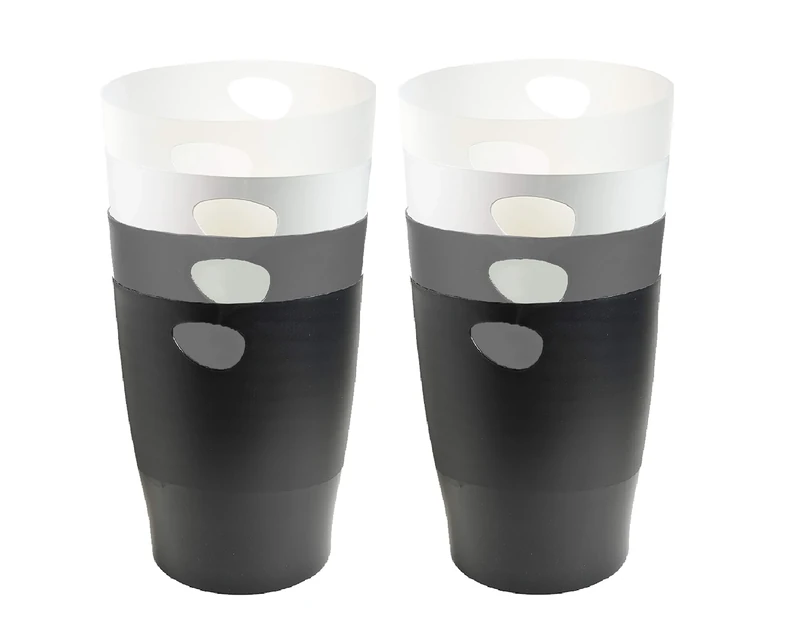 Exacompta - Ref 45398D - Office Ecobin Waste Paper Bin - 263 x 263 x 335mm in Size, 15L Capacity, Integrated Handles - Assorted Monochrome Colours (Pack of 8)