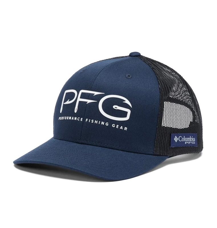 Columbia PFG mesh snap Back Hook Ball Cap, Blue/White, One Size