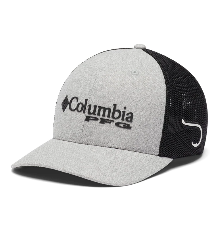 Columbia Unisex's PFG Mesh Snap Back Hooks Ball Cap, Cool Grey Heather/Black, One Size