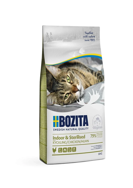 BOZITA Indoor & Sterilised Chicken - Dry Food for Adults, Mainly Indoor Cats, 10 kg