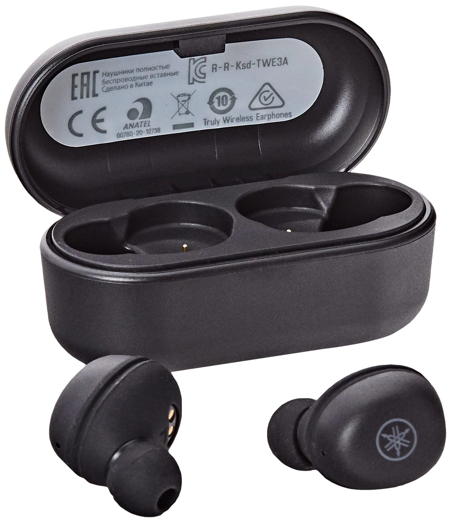 Yamaha TW-E3A Bluetooth Earphones - True wireless earphones, 6 hours playback time on one charge, waterproof (IPX5 certification), with wireless charging case, black