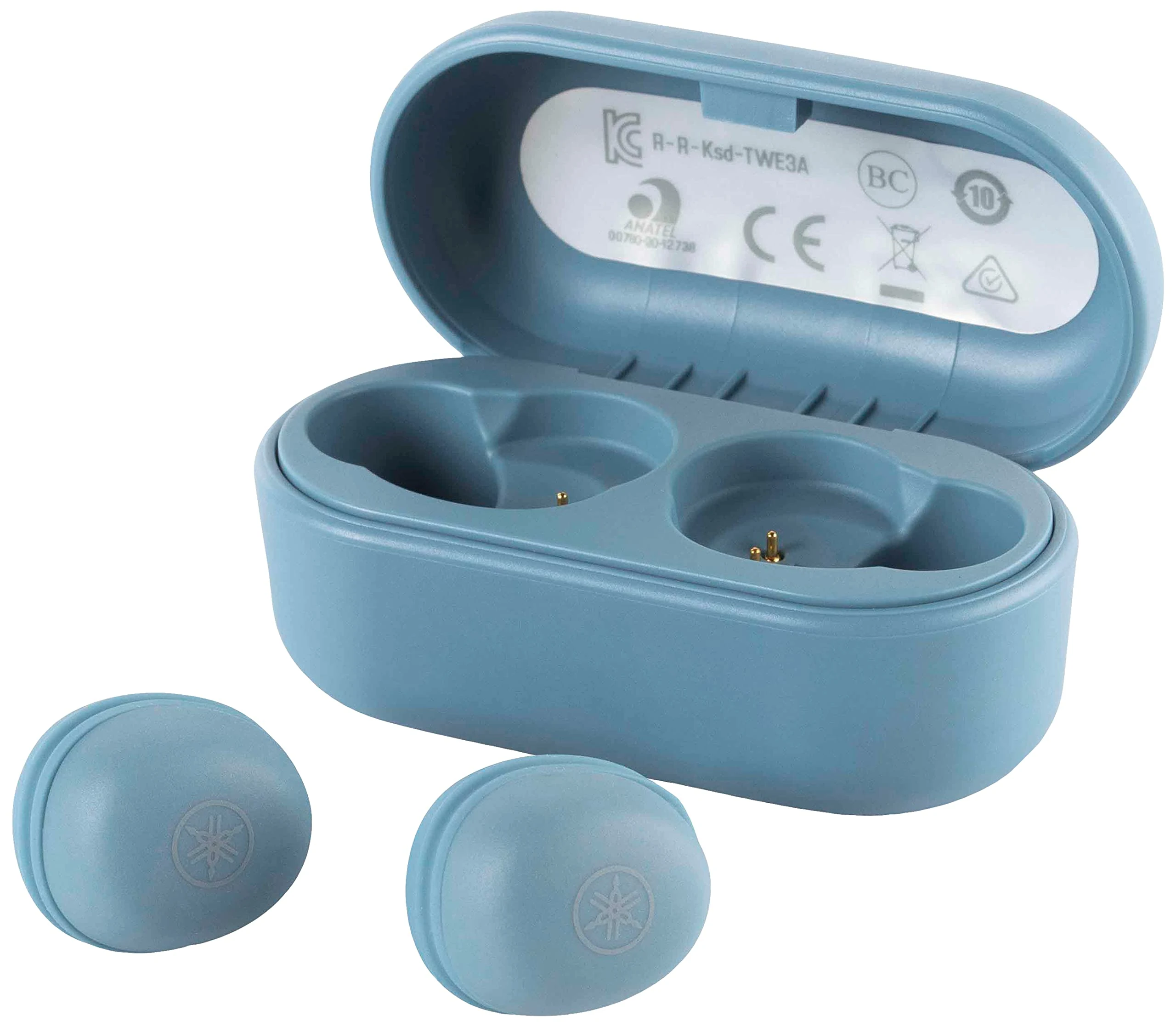 Yamaha TW-E3A Bluetooth Earphones - True wireless earphones, 6 hours playback time on one charge, waterproof (IPX5 certification), with wireless charging case, blue