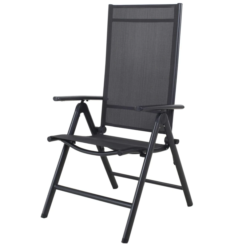 Chicreat Korfu Aluminium Folding Chair, Charcoal, 67 x 59 x 113cm