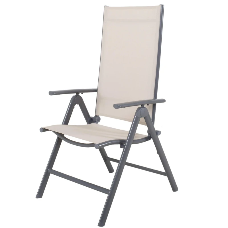 Chicreat Korfu Aluminium Folding Chair, Beige, 67 x 59 x 113cm