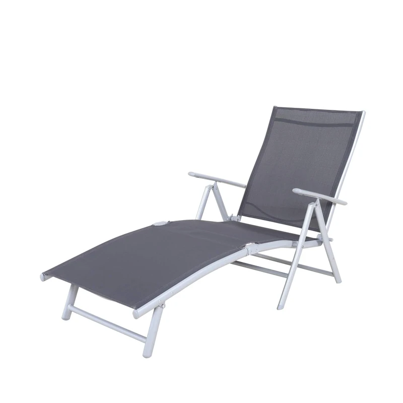 Chicreat 80555 Korfu Basic Sun Lounger, Grey and Silver, 147 x 63.5 x 87cm