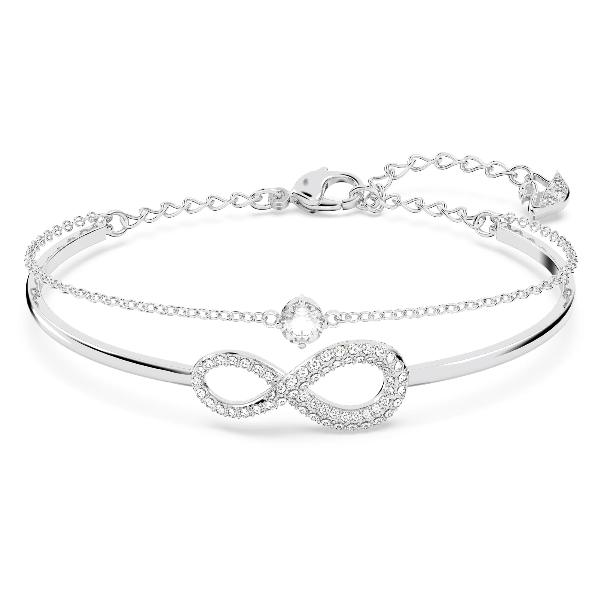 Swarovski Infinity bangle, Infinity, White, Rhodium plated