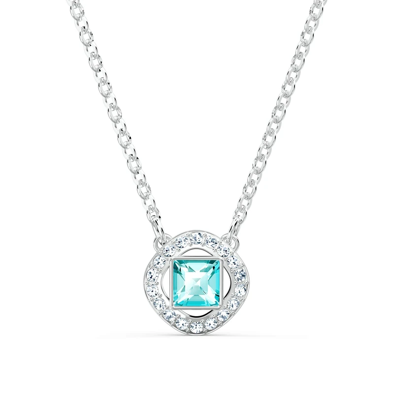 Swarovski Angelic Square necklace, Blue, Rhodium plated, from Swarovski Angelic Square Collection