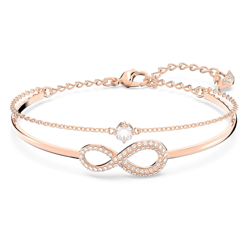 Swarovski Infinity bangle, Infinity, White, Rose gold-tone plated