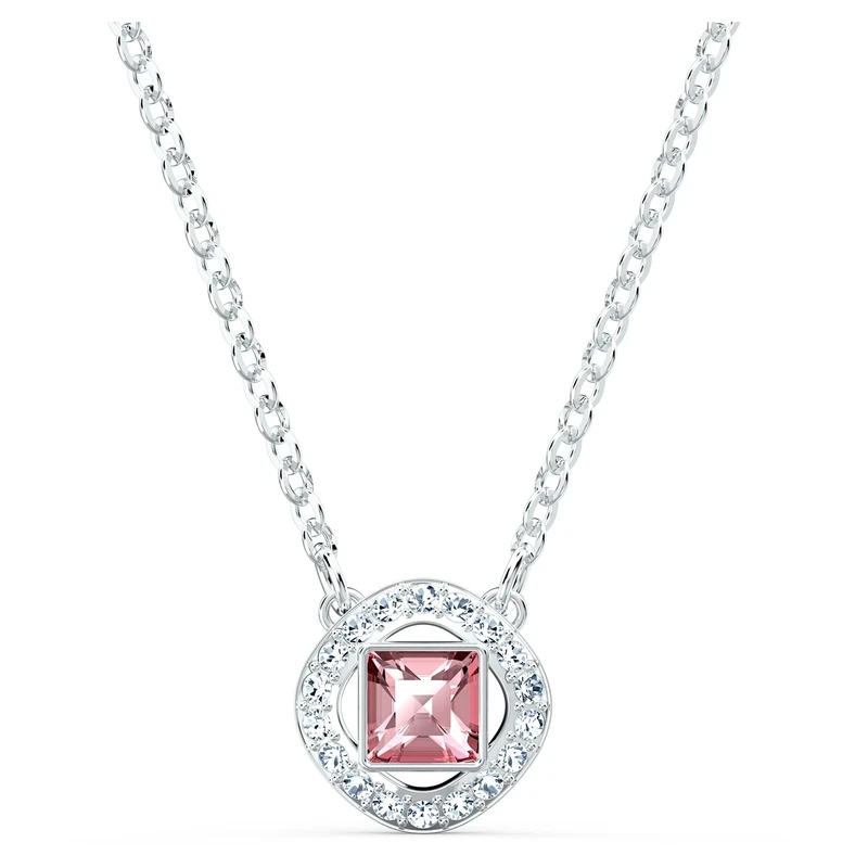 Swarovski Angelic Square Necklace, Pink, Rhodium plated, from Swarovski Angelic Square Collection