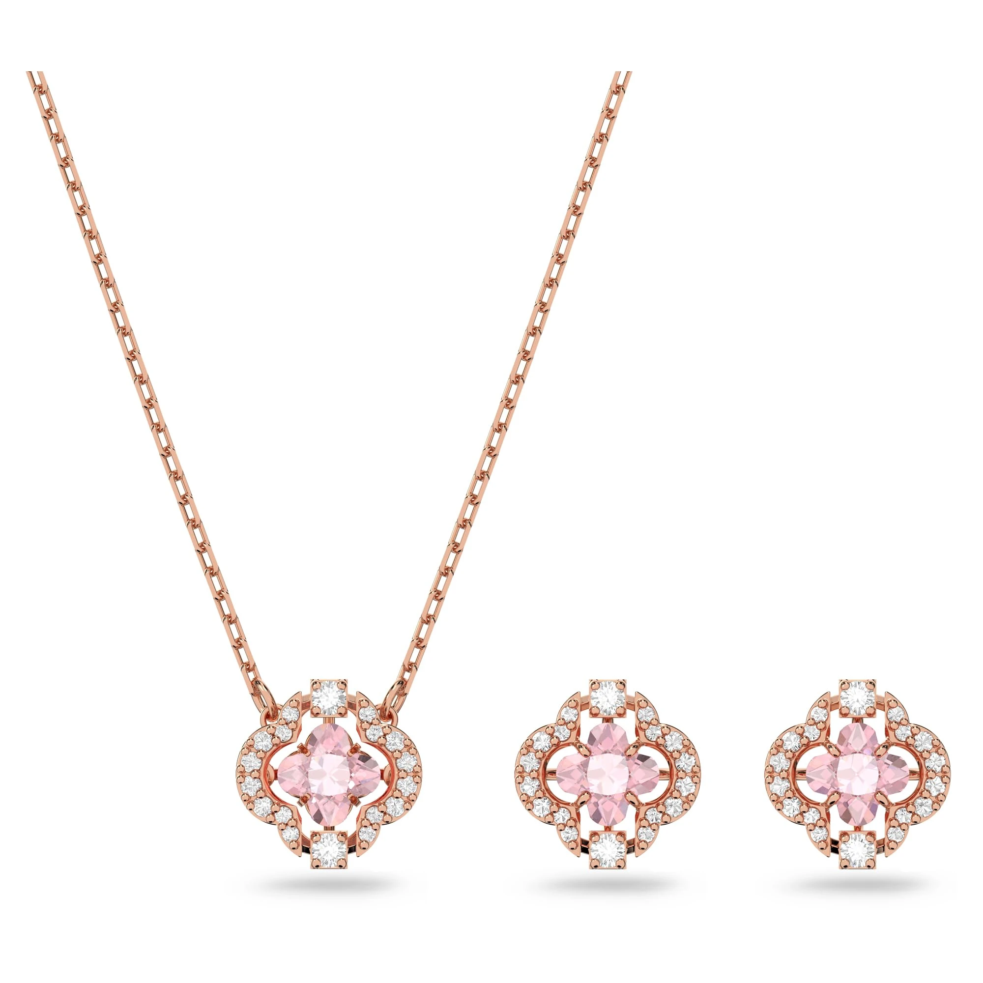 Swarovski Women's Jewellery Set, Crystals, Rose gold-tone plated,Zirconia / Pink, One Size