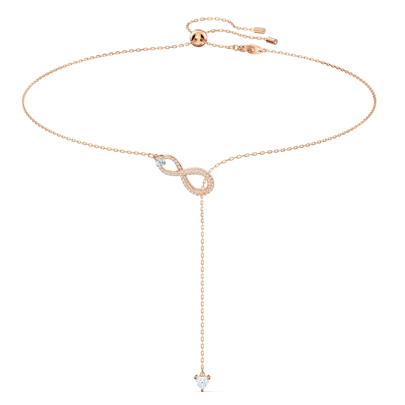 Swarovski Infinity Y necklace, Infinity, White, Rose gold-tone plated