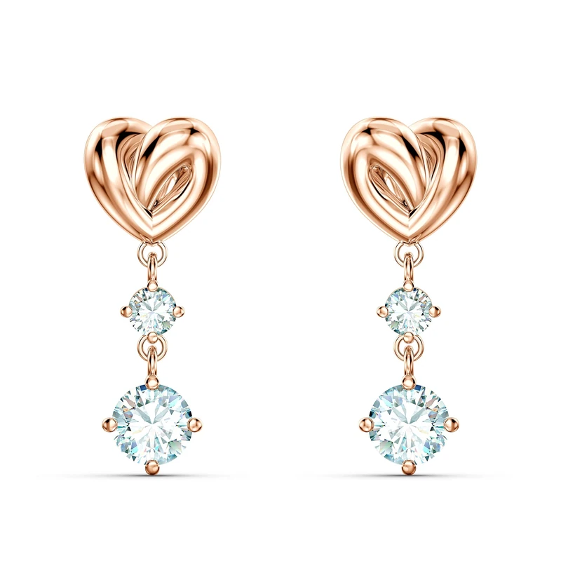 Swarovski Lifelong Heart drop earrings, Heart, White, Rose gold-tone plated