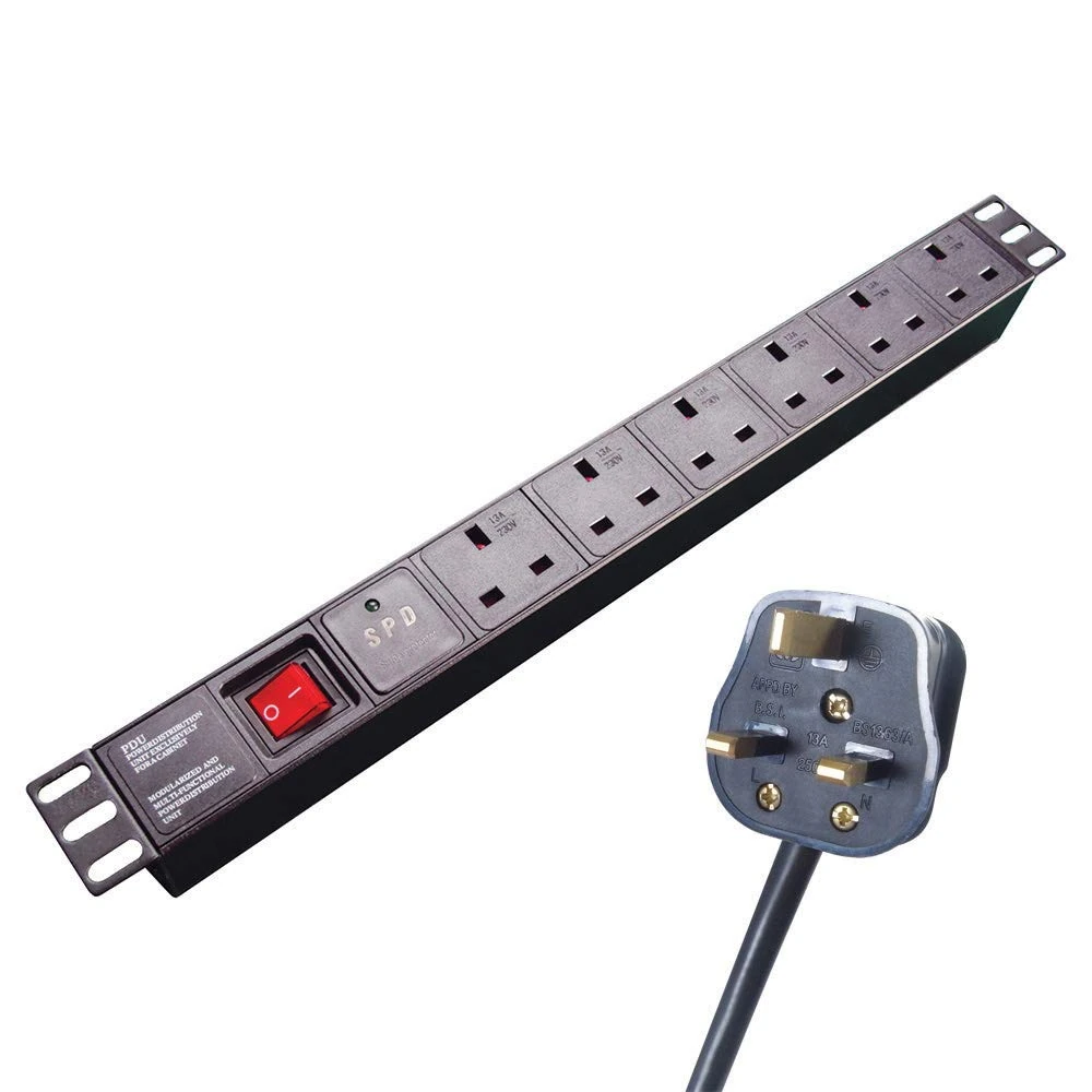 RGB Networks Ltd 6 Socket Extension Lead PDU – 3M Cable, Rack or Wall Mountable, Surge Protected, UK Plug Premium Quality for Home Housework Office (3M 6WAY)