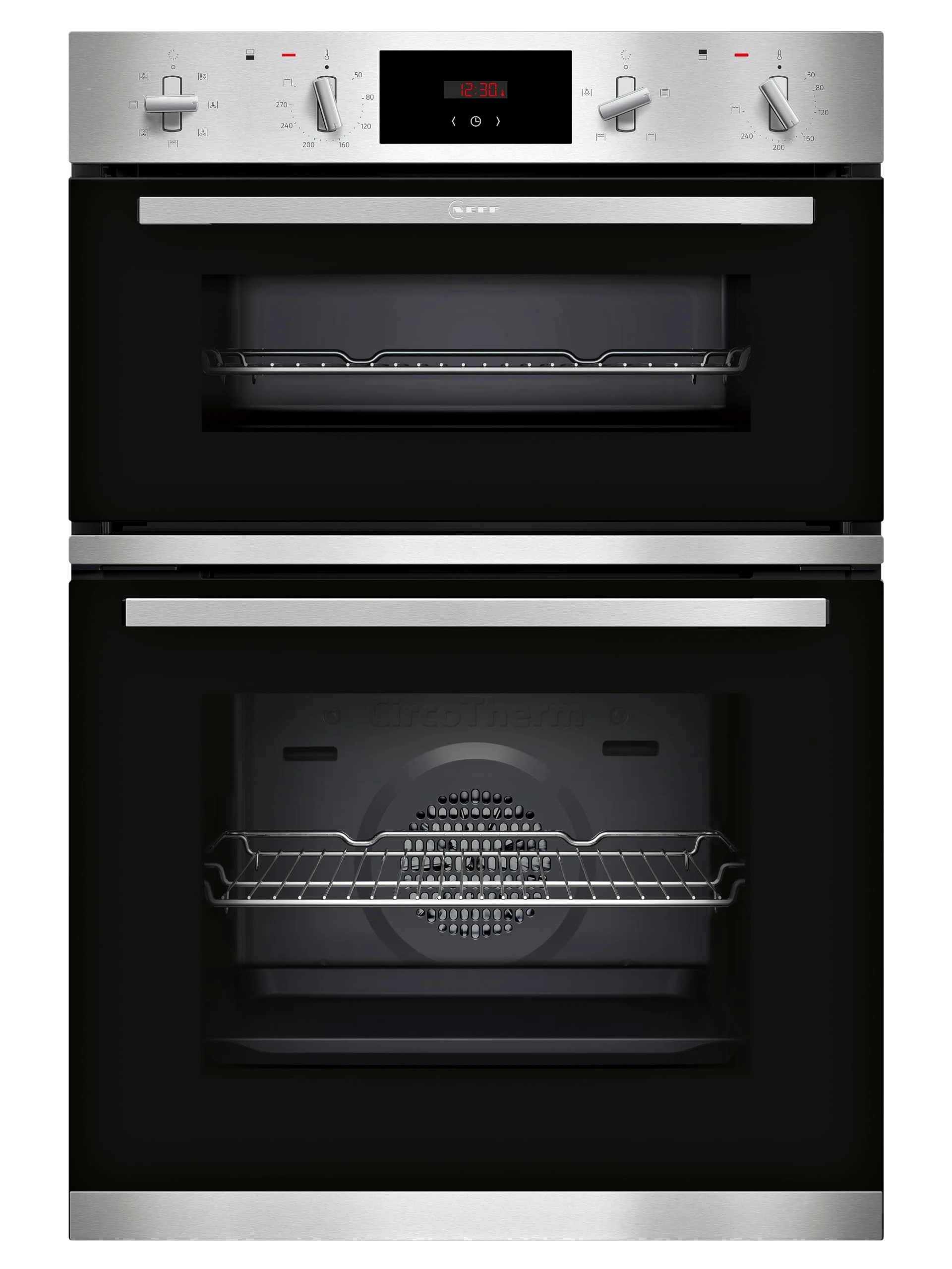 NEFF U1GCC0AN0B Double Oven with LCD Display, Stainless Steel and Black, Integrated, 88.8 x 59.4 x 55cm (H x W x D)