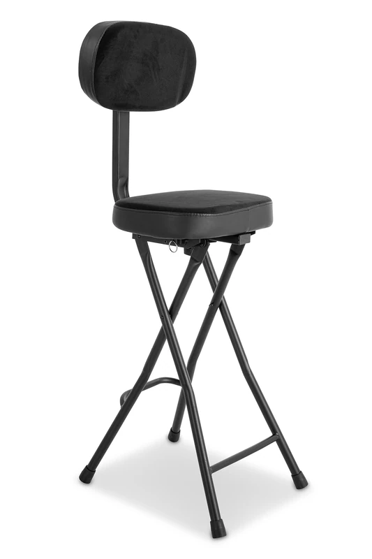 GEWA Keyboard Seat Black, Seat Surface Velour Black 35x26 cm, Padding 6.5 cm, Foldable, Adjustable Backrest