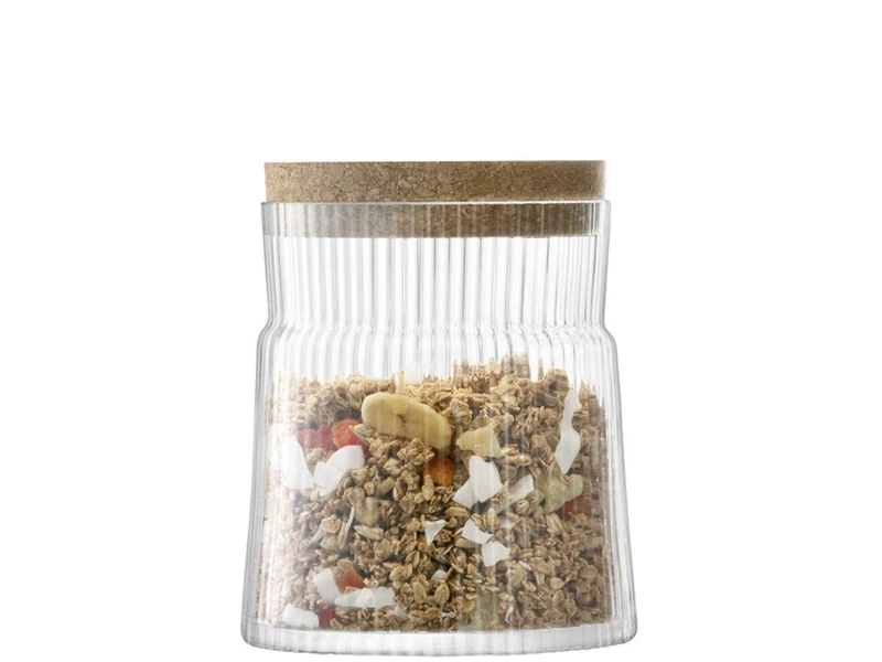 LSA International Gio Line Container & Cork Stopper H17.5cm Clear| 1 Unit | Mouthblown & Handmade Glass | GI29