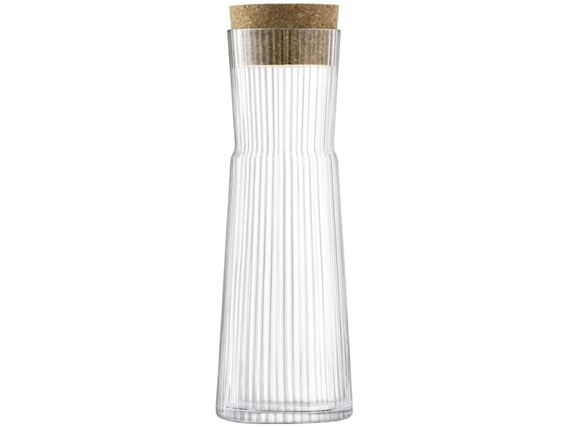 LSA International Gio Line Carafe & Cork Stopper 1.35L Clear| 1 Unit | Mouthblown & Handmade Glass | GI25