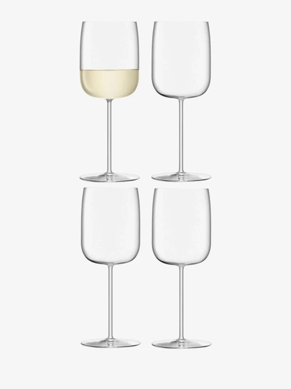 LSA International Borough Wine Glass 380 ml Clear | Set of 4 | Dishwasher Safe | BG12, Transparent, White, Red