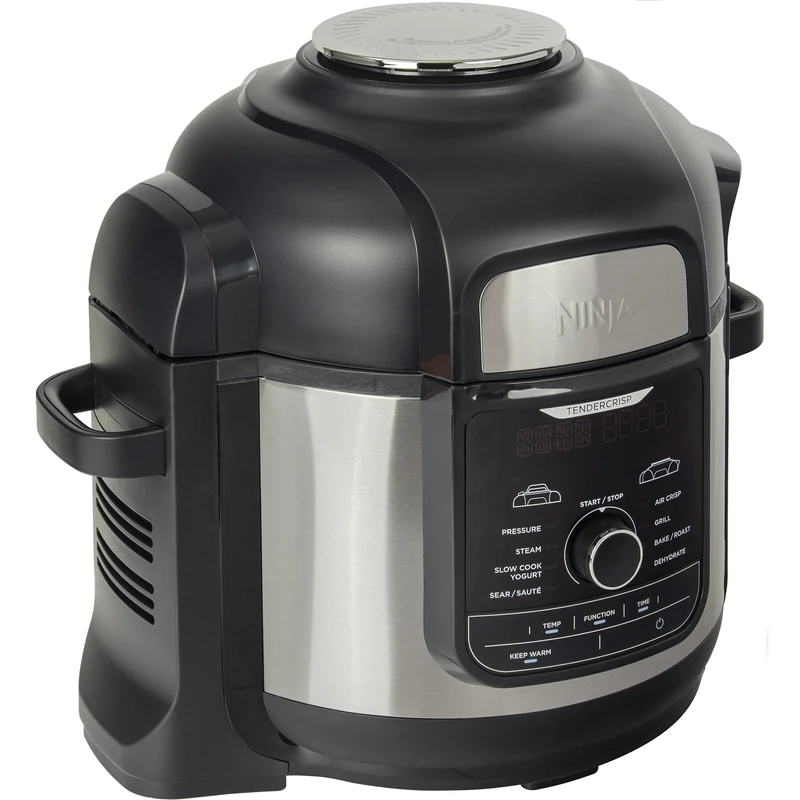 Ninja Foodi MAX, Air Fryer, 9-in-1 Multicooker, 7.5L, 9 Cooking Functions, Pressure Cooking, Air Frying, Slow Cooking, Grill and More Brushed Steel and Black, OP500EU