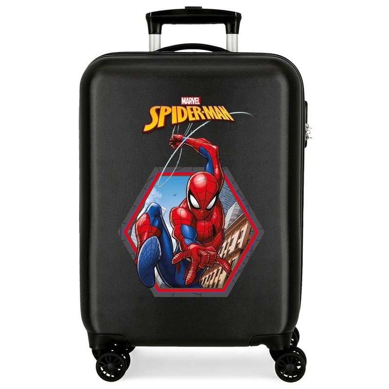 Marvel Spiderman Geo Black Cabin Suitcase 38 x 55 x 20 cm Rigid ABS Combination Lock 34 Litre 2.6 kg 4 Double Wheels Hand Luggage
