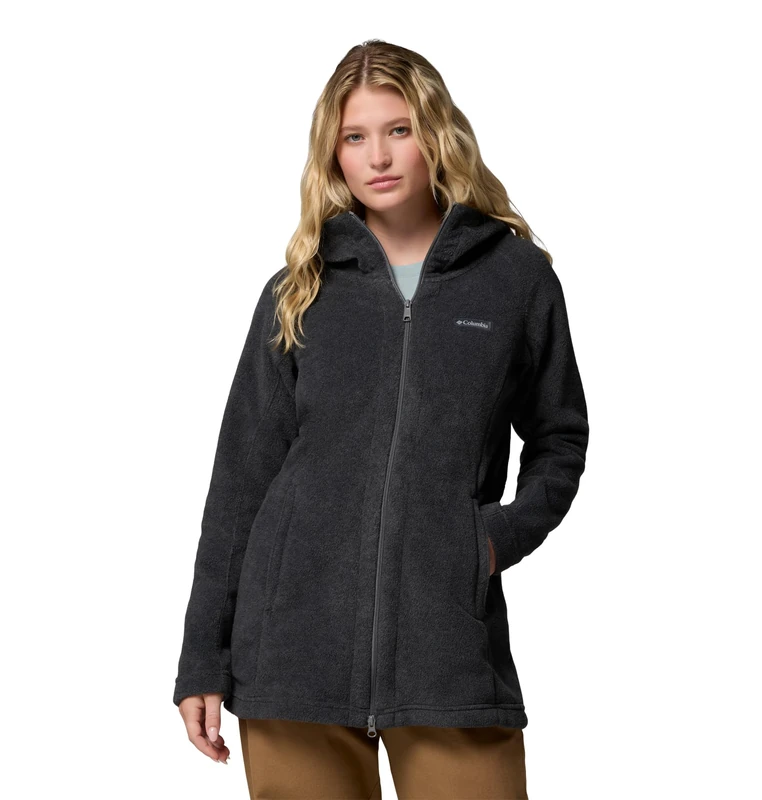 Columbia Women's Benton Springs II Long Hoodie Fleece Jacket, Charcoal Heather, XXL
