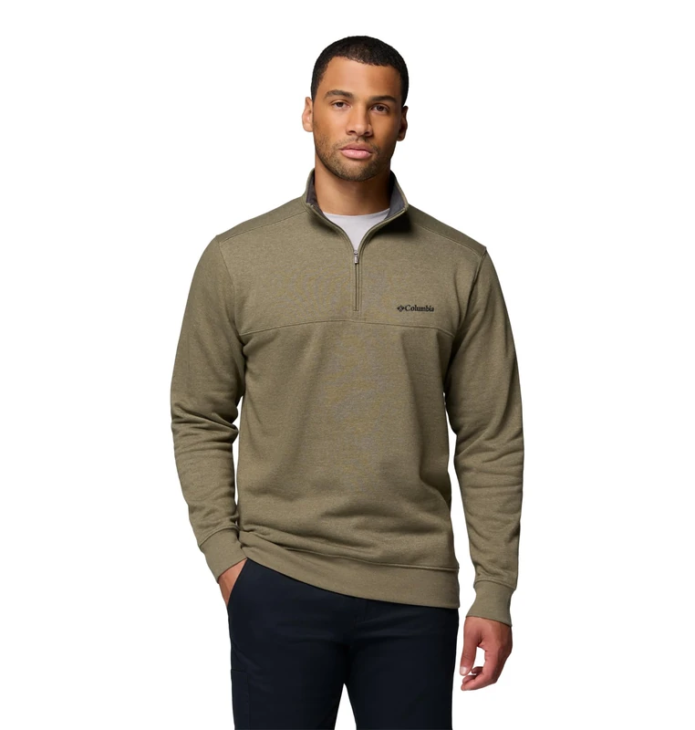 Columbia Men's Hart Mountain II Half Zip Pullover Sweater, Stone Green Heather, L