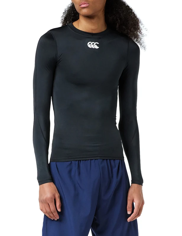 Canterbury Men's Mercury TCR Compression Long Sleeve T-Shirt, Black, XL - Image 1