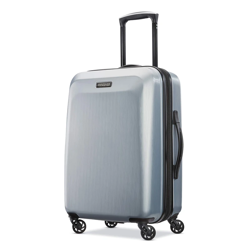 American Tourister Moonlight Hardside Expandable Luggage with Spinner Wheels, Silver, Carry-On 21-Inch, Silver, Carry-On 21-Inch, Moonlight Hardside Expandable Luggage with Spinner Wheels