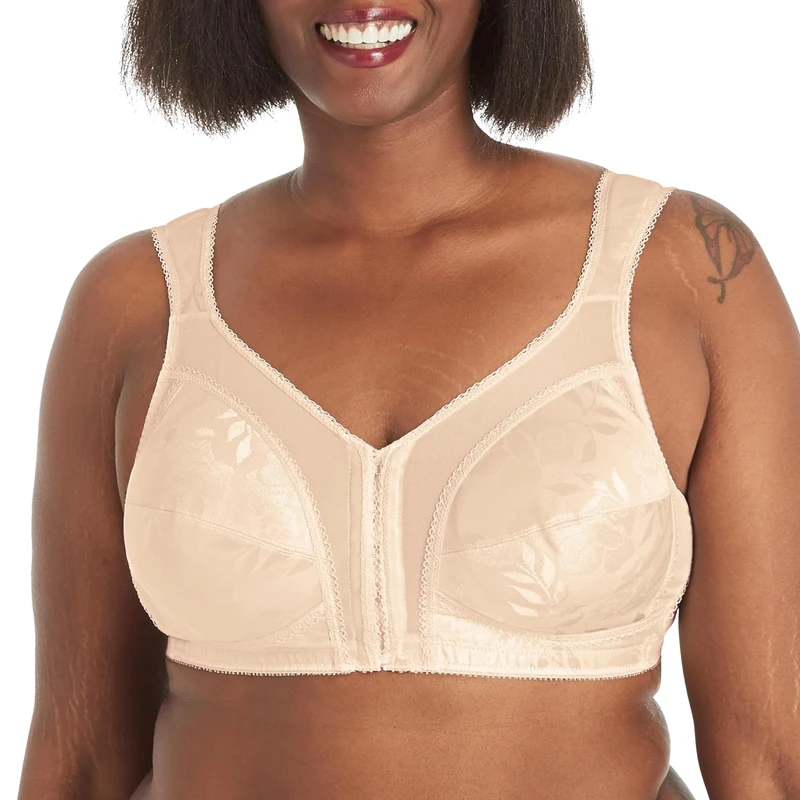 PLAYTEX Womens 18 Hour Front Close Wirefree Back Support Posture Full Coverage Bra Use525, Light Beige, 36C