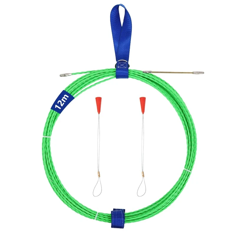 QZATACAEN 12M 4.0mm Fish Tape Cable Puller,Fish Tape Wire Tool, Power Cable Pulling Tool,Suitable for Cable Routing in Pipeline Electrical installations