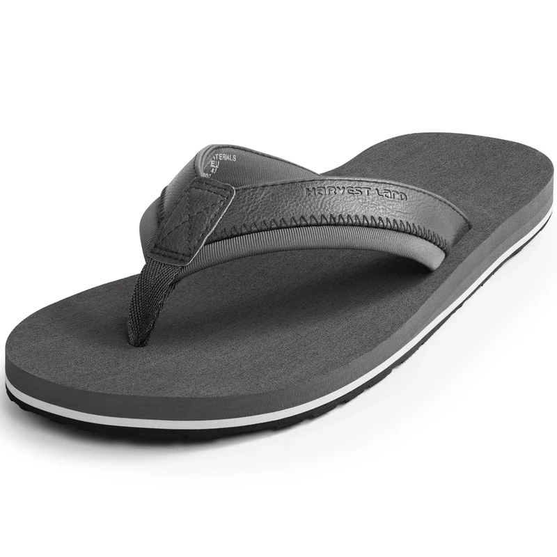 Mens Flip Flops Adults Thong Sandals for Beach/Pool with Comfy Arch Support Open Toe Summer Shoes Grey UK6