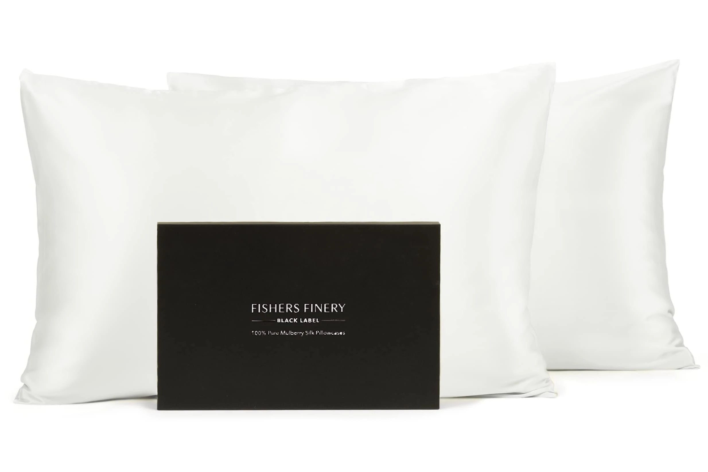 Fishers Finery 30mm 100% Pure Mulberry Silk Pillowcase Set, Good Housekeeping Quality Tested (White, Standard, 2 Pack)