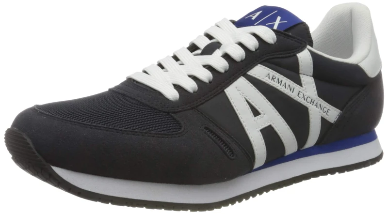 Armani Exchange Mens Rio Side Logo Sneaker, Navy Op White, 9 UK
