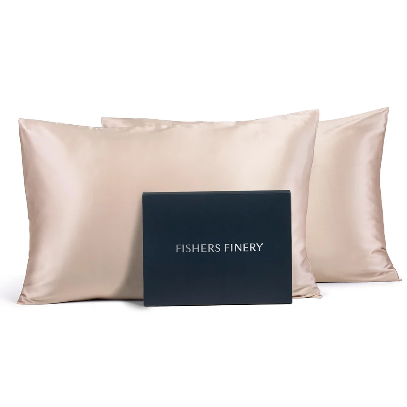 Fishers Finery 25mm 100% Pure Mulberry Silk Pillowcase Set, Good Housekeeping Winner (Taupe, Standard 2 Pack)