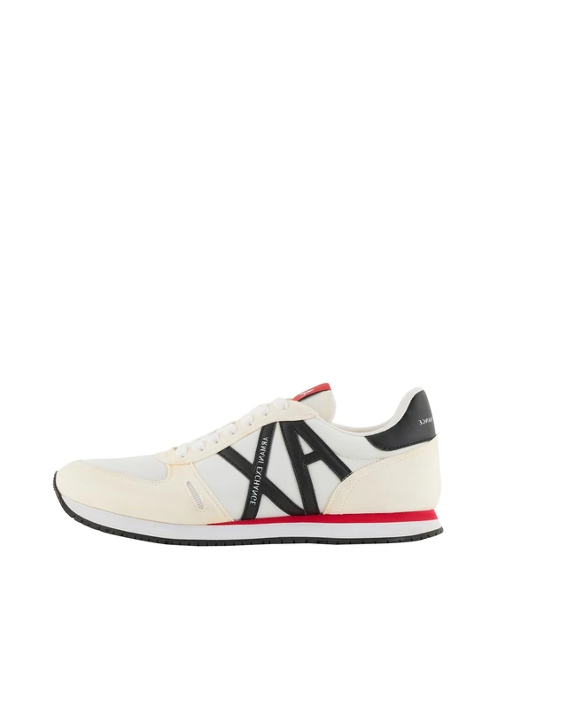 Armani Exchange Men's Rio Side Logo Sneaker, Op White Black, 11 UK