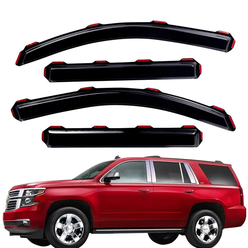 Lightronic WV194531 in-Channel Side Window Visor Deflector Rain Guard, Dark Smoke Shatterproof, 4 PCS Set for 2015-2020 Chevrolet Tahoe, Cadillac Escalade & GMC Yukon