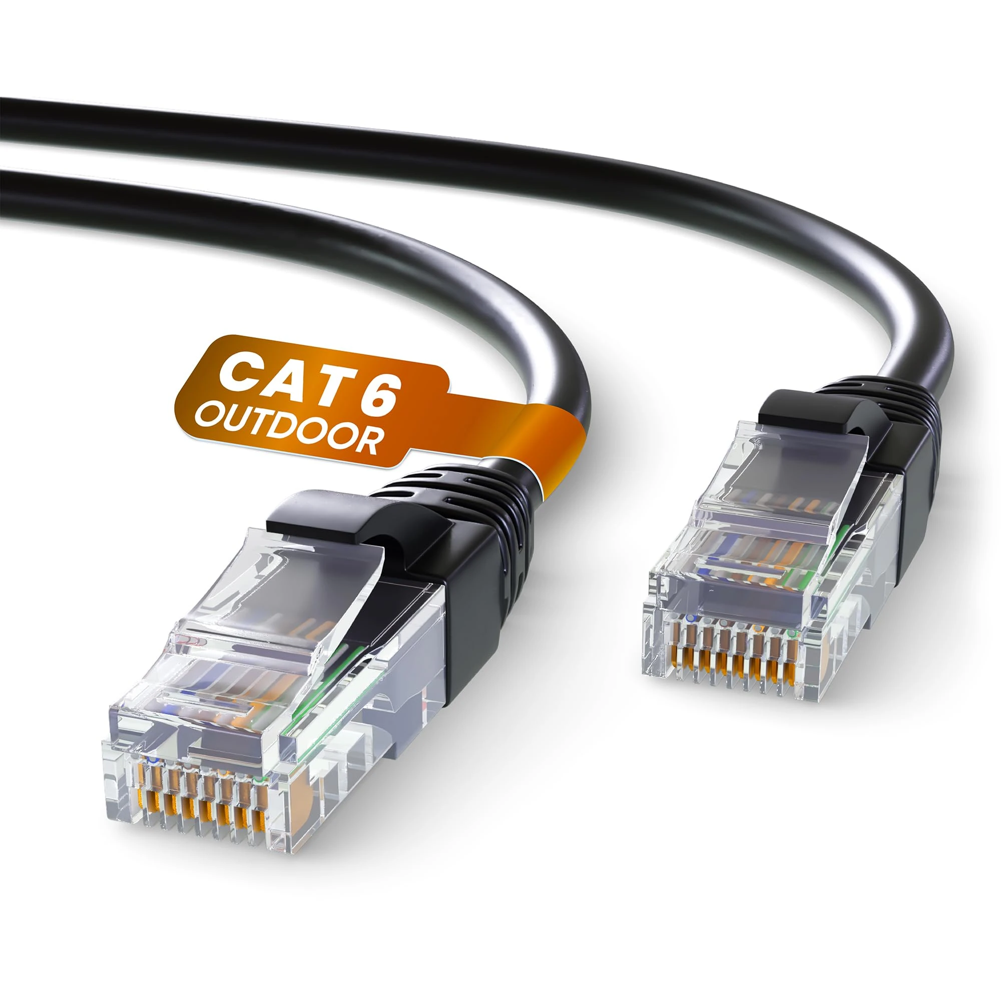 Mr. Tronic Outdoor Waterproof Cat 6 Ethernet Cable 15m, High Speed LAN Ethernet Network Cable with RJ45 Connectors Cat6 Internet, ADSL AWG24 Patch, UTP CCA (15 Meter, Black)