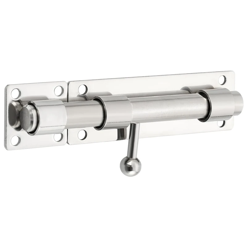 Sayayo Slide Gate Latch Bolt Safety Door Lock with Padlock Hole 150MM Length, 16MM Dia Bar, Heavy Duty Solid SUS304 Stainless Steel Brushed Finish(Not Include Padlock), EMS8000-LS