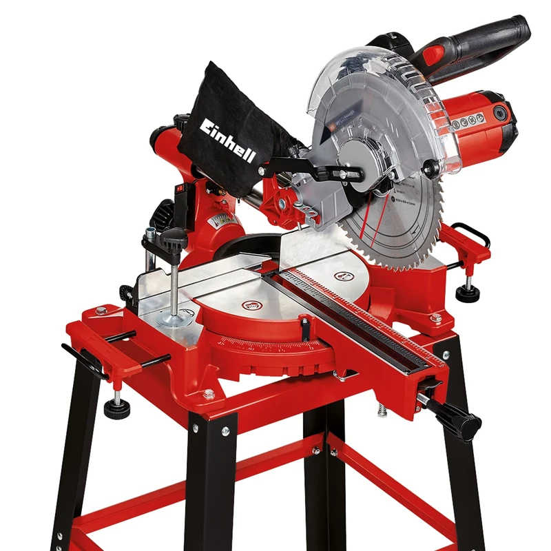 Einhell TC-SM 2531/2 U Pull Miter Saw (1900 W, 4,800 RPM, Ø254 x ø30 mm Saw Blade, Laser, Tilting Saw Head, Including HM Saw Blade), red