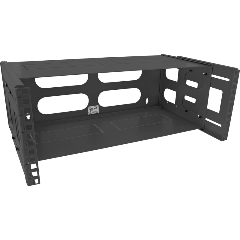 InLine 19" Rack for Wall Mounting, 4U, 24-40cm Depth, with Cover, Black