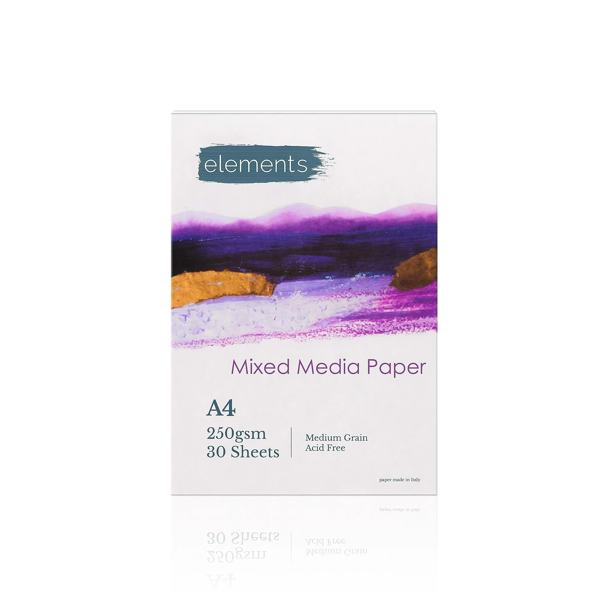 Elements A4 All Media Artist Pad – Glue Bound, 250gsm Cold Pressed, 30 Acid-Free Sheets Painting Paper, Mixed Media Sketchbook Drawing & Sketching