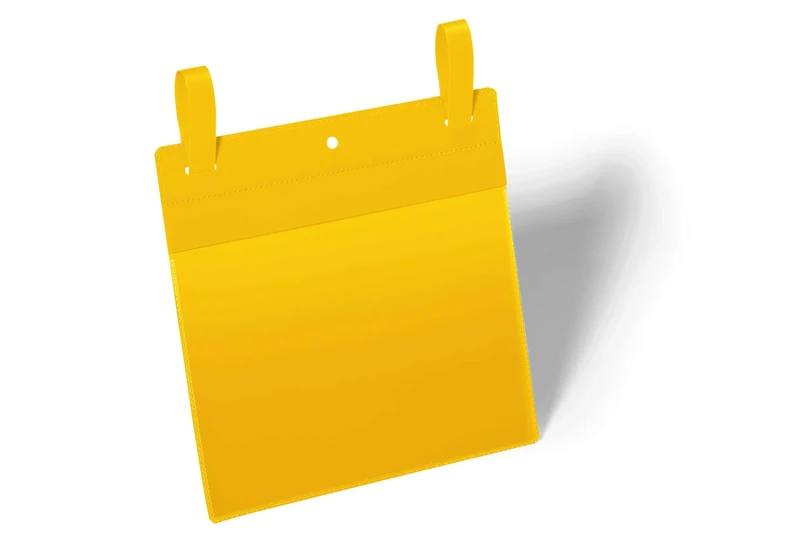 Durable Strap Ticket Holder Document Pocket Landscape - 50 Pack - A5 Yellow - Perfect for Use in Warehouse and Logistic Centres