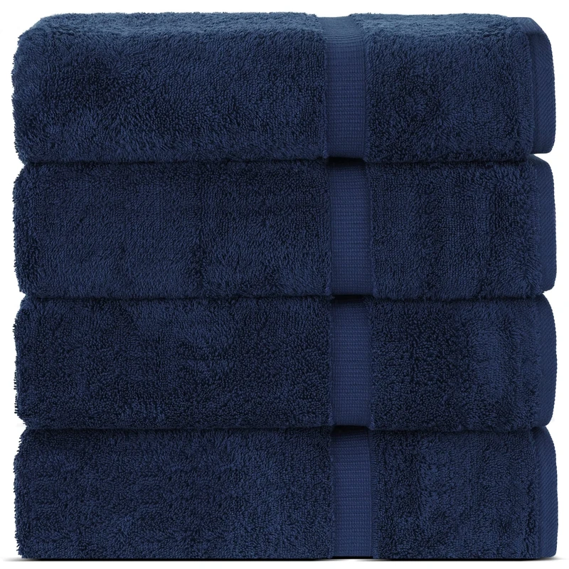 Chakir Turkish Linens | Hotel & Spa Quality 100% Cotton Premium Turkish Towels | Soft & Absorbent (4-Piece Bath Towels, Navy)