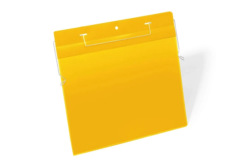 Durable Document Pocket with Wire Hanger A4 Landscape, Pack of 50 Pieces, Yellow