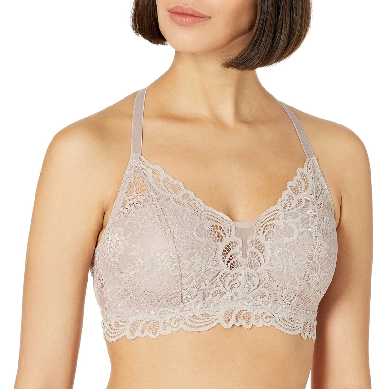 Bali Women's Lace Desire Wireless, Lacy Full-Coverage Wirefree, Convertible Bra, Opaque, Evening Blush, L
