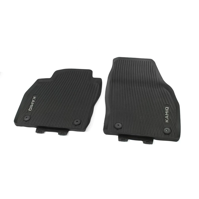 Skoda 658061502 All-Weather Floor Mats 2 x Rubber Mats Front Rubber Floor Mats Black with Kamiq Lettering