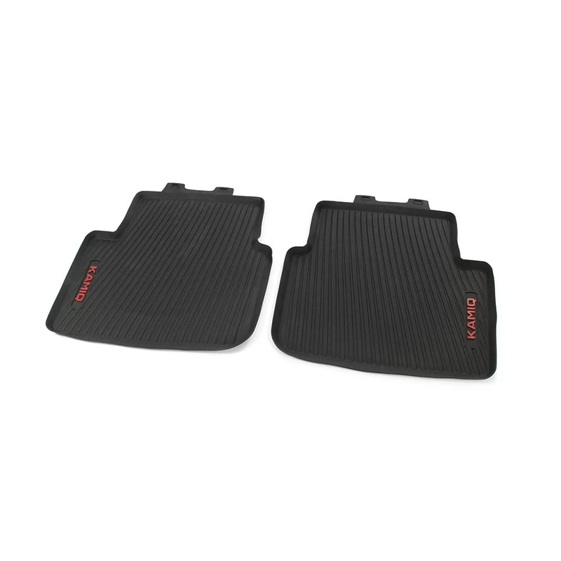 Skoda 658061512A All-Weather Floor Mats 2 x Rubber Mats Rear Rubber Floor Mats with Kamiq Lettering (Red)