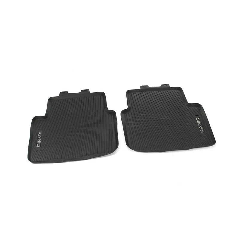 Skoda 658061512 All-Weather Floor Mats 2 x Rubber Mats Rear Rubber Floor Mats Black with Kamiq Lettering - Image 1